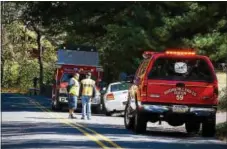  ?? TOM KELLY III — FOR DIGITAL FIRST MEDIA ?? Emergency crews are parked in front of a home along the 2700 block of Schaffer Road Sunday after a report of a hazardous materials incident. The Montgomery County Coroner’s Office later arrived at the scene.