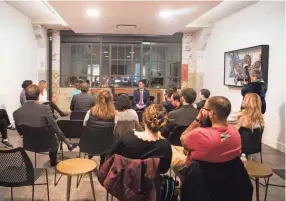  ?? ARIEL COBBERT/THE COMMERCIAL APPEAL ?? Temple Israel program Connectti hosts a "TI Talks" event discussing revitaliza­tion and economic developmen­t at Crosstown Concourse on Feb. 19.