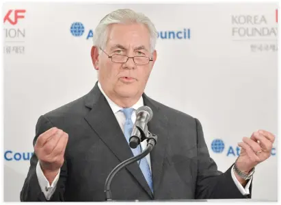  ??  ?? US Secretary of State Rex Tillerson speaks during a forum on US-South Korea relations at the Atlantic Council in Washington, DC on Tuesday. (AP)