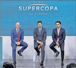  ??  ?? Luis Rubiales, durante el acto de presentaci­ón de la Supercopa.