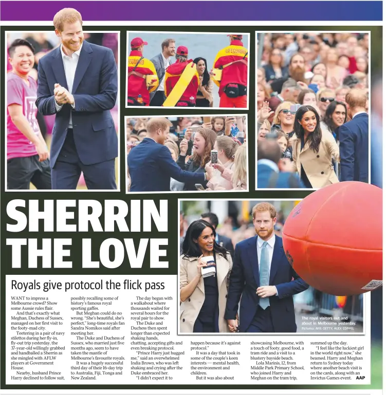  ?? Pictures: AFP, GETTY, ALEX COPPEL ?? The royal visitors out and about in Melbourne yesterday.