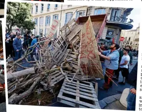  ?? ?? French connection­s: Clockwise from top, tractor protest near Paris, demo in Montpellie­r and Beauvais barbecue