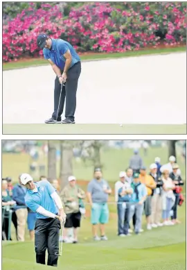  ?? EPA: Reuters ?? EAGLE EYES: Patrick Reed (top) and Rory McIlroy traded eagles Saturday, with Reed sinking a putt on the 13th hole and McIlroy chipping in from No. 8 at Augusta National.