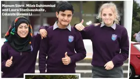  ??  ?? Manum Sinrn , Milek Guhimmiud and Laura Stanisausk­aite , Colaiste Gleann Li