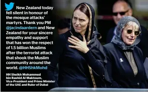  ?? AFP ?? New Zealand mourns with you. We are one, said New Zealand Prime Minister Jacinda Ardern as she attended the Friday prayers at Christchur­ch on Saturday. —