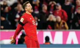  ??  ?? Robert Lewandowsk­i’s two goals against Paderborn on Friday took him five clear at the top of the Bundesliga list. Photograph: DeFodi Images/Getty Images