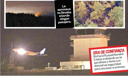  ??  ?? La aeronave no llevaba a bordo ningún pasajero.