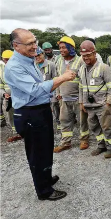  ?? Gilberto Marques/A2img ?? Geraldo Alckmin visita obras de prolongame­nto de rodovia