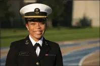  ?? BRIGADE COMMANDER: The Associated Press ?? This undated photo provided by the U.S. Navy shows Midshipman 1st Class Sydney Barber, from Lake Forest, Ill. Barber has become the first Black woman selected for the U.S. Naval Academy’s top student leadership position of brigade commander. She will assume her role next semester.