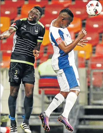  ?? Picture: GALLO IMAGES) ?? HEADS UP: Lerato Manzini of Chippa United, right, could turn out this weekend at the Sisa Dukashe Stadium on Sunday when Chippa play in the Diski Challenge against Sundowns