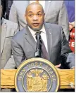  ??  ?? ADVOCATE: Assembly Speaker Carl Heastie pushes immigrant-friendly bill Monday.