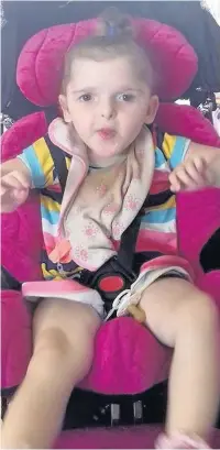  ?? Three-year-old Lola Ward suffers from a rare condition called Mowat-Wilson syndrome ??