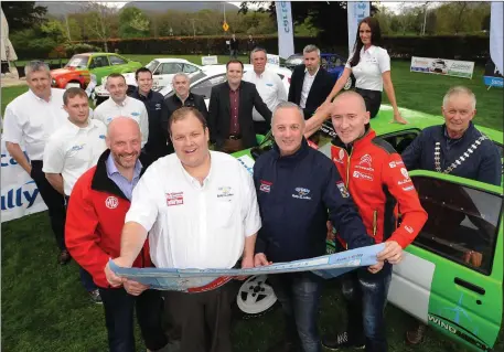  ??  ?? At the launch of the Cartell.ie Internatio­nal Rally of the Lakes at The Brehon Hotel, Killarney on Saturday night were Donagh Kelly (2015 and 2016 winner), Anthony O’Connor, Clerk of the Course, Richie Lahiff ,cartell.ie, Paul Nagle (WRC Co Driver) and...