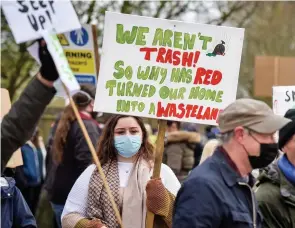  ??  ?? OUT IN FORCE: Families living near to Red Industries Walleys Quarry in Silverdale staged an eight hour protest on roads leading to the landfill site on Saturday.