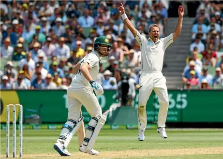  ?? GETTY IMAGES ?? Neil Wagner, right, had success with short-pitched bowling against star Australian Steve Smith last summer.