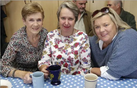  ??  ?? Bríd MacCana, Claire Ludlow, Teresa O’Meara at the Greystones Cancer Suport coffee morning.