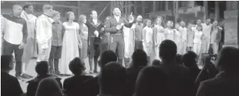  ??  ?? Brandon Victor Dixon, who plays Aaron Burr in Hamilton, makes his speech after the curtain call.