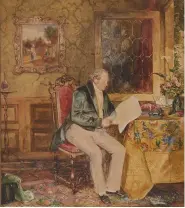  ??  ?? Fig 7: The dealer Thomas Emmerson in an interior by J. F. Lewis. With Karen Taylor