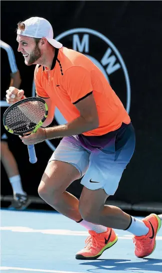  ?? PHOTOSPORT ?? American Jack Sock reacts after winning the ASB Classic final in Auckland yesterday.