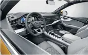  ??  ?? The Audi Q8 will arrive in SA in the fourth quarter looking close to the original concept. Left: The interior is similar to the Q7.