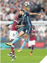  ??  ?? ■ Angelo Ogbonna of West Ham and Boro’s Cristhian Stuani.