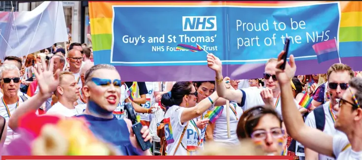  ?? ?? Inclusion: NHS staff taking part in London Pride