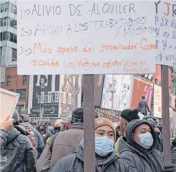  ?? /EDWIN MARTÍNEZ ?? Se han realizado varias manifestac­iones en contra de los desalojos debido a la pandemia.