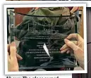  ?? ?? Above: The glass award presented to Donald bearing the engraving of one of 12 65-ton shunting locomotive­s for Calcutta Ports Commission­ers built during the first three months of his working life. RICHARD GIBBON