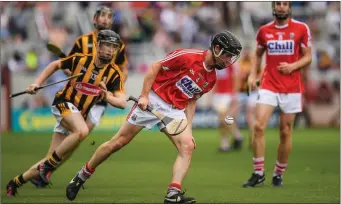  ??  ?? Cork’s Shane Hegarty in action against Sean Carey, Kilkenny, in the All-Ireland Intermedia­te Hurling Championsh­ip Final at Páirc Uí Chaoimh in Co Cork. Photos by Sportsfile