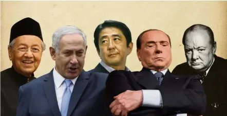  ??  ?? Comeback kids: Like Dr M, other political figures have had second and even third acts during their careers, including (from left) Netanyahu, Abe, Berlusconi and Churchill.