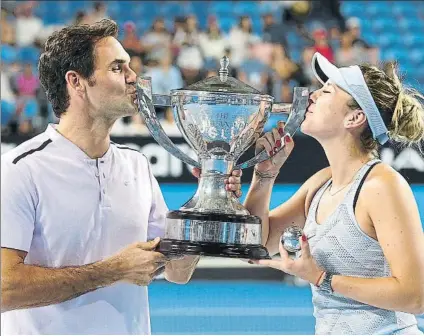  ?? FOTO: GETTY ?? Roger Federer y Belinda Bencic, campeones de la Copa Hopman en Perth. Suiza no ganaba este torneo mixto desde diciembre de 2000