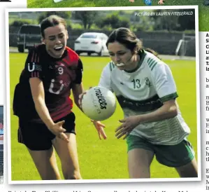  ?? ?? ABOVE: The St Mary’s panel that won the Sligo LGFA Connacht Gold Intermedia­te Championsh­ip title last Sunday.
LEFT: Roisin Molloy of Eastern Harps attempts to get beyond the challenge of Tara Breheny, the St Mary’s player, during last Sunday’s decider.