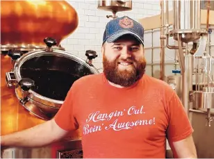 ?? COURTESY OF KYMB ADAMSON ?? Distiller Chris Leurig of Safe House Distilling has an apple pieinfused vodka in the works. It is tentativel­y scheduled for release by early March.
