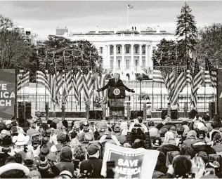  ?? Pete Marovich / New York Times ?? President Donald Trump directs his followers Wednesday toward the Capitol. Many of America’s European allies expressed faith in the strength of U.S. democracy to prevail.