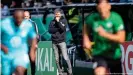  ??  ?? Wolfsburg coach Mark van Bommel watches on during the cup game against Preussen Münster