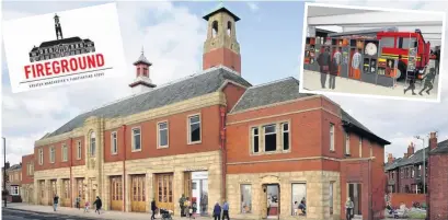  ?? Greater Manchester Fire Service Museum ?? ●●The proposed museum exterior for the new Fireground museum. Inset: The logo for the rebranded museum, left, and the planned inside revamped, right