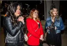  ?? Lucy Schaly/Post-Gazette ?? Madonna fans Christina Jackson, left, of Kittanning, Adrienne Nicholls and Athena Syput, both from New Kensington, dressed up for Madonna’s concert at PPG Paints Arena on Monday.