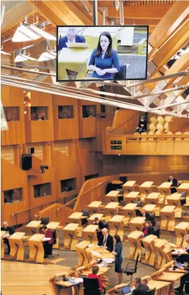  ??  ?? Speech
Finance secretary Kate Forbes delivers her budget at parliament