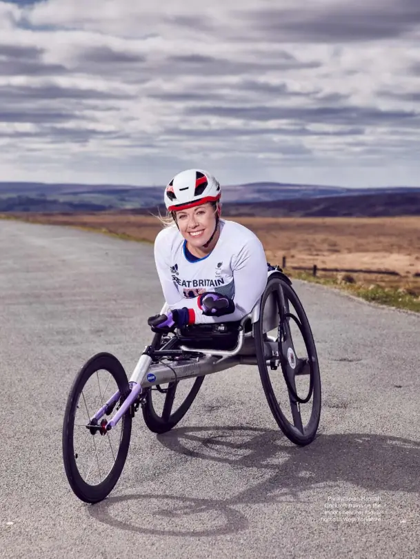  ??  ?? Paralympia­n Hannah Cockroft trains on the moors near her family home in West Yorkshire