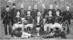  ??  ?? Cup glory: Aston Villa’s 1879-90 winning team, with co-founder Jack Hughes (standing, far left)