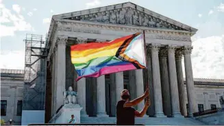  ?? Anna Moneymaker/Getty Images ?? Vin Testa celebrates on June 26, the anniversar­y of Supreme Court decisions that guaranteed the right to same-sex marriage. On June 30, the court ruled that a Colorado law violated a web designer’s First Amendment right to refuse to make wedding websites for same-sex couples.