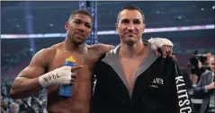  ?? Picture: NICK POTTS, AP ?? FRIENDS ALL ROUND: Anthony Joshua has the ultimate respect for Wladimir Klitschko inside and outside of the ring.