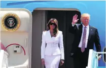  ?? Amir Cohen / Reuters ?? Donald Trump and first lady Melania Trump yesterday arrive at Ben Gurion Internatio­nal Airport, Tel Aviv.