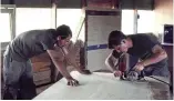  ??  ?? ABOVE: Steinberg and Jerry Culp (left) working on 184th EOD Section’s new building at Camp Vasquez