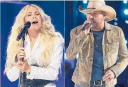  ?? AP PHOTOS ?? Carrie Underwood and Jason Aldean will perform together at the CMA Awards.