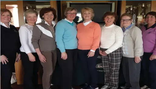  ??  ?? County Sligo Golf Club’s Captain’s Western Alliance Winners. Here are the winners with the Captain of Alliance, Vivienne Foley; Caroline Peacock in coming Captain, Mary Conefry, Vivienne Foley, Pauline Maguire, Marie Rooney, Dolores Barrett, Mary...