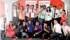  ??  ?? Gestetner wins the RICOH Asia Pacific Award for Outstandin­g Achievemen­t in Units & Sales Revenue FY 2016 in multi-functional products for the second time.