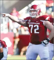  ?? AP/SAMANTHA BAKER ?? A fully healed Frank Ragnow will lead a contingent of three Arkansas Razorbacks at the NFL Scouting Combine at Lucas Oil Stadium in Indianapol­is this week.