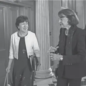  ?? J. SCOTT APPLEWHITE/AP ?? The two Republican senators who support abortion access – Lisa Murkowski of Alaska, right, and Susan Collins of Maine – are no votes.