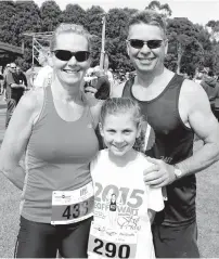  ??  ?? It was a family affair for the Finlaysons of Warragul with Merryn running the 10 kilometre event while Peter accompanie­d daughter Bella, 11, in the 2.5km event.